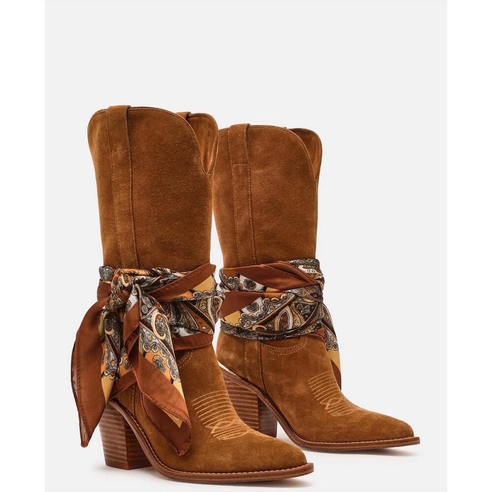 NEW STEVE MADDEN women's sally scarf boot in chestnut - Picture 1 of 2